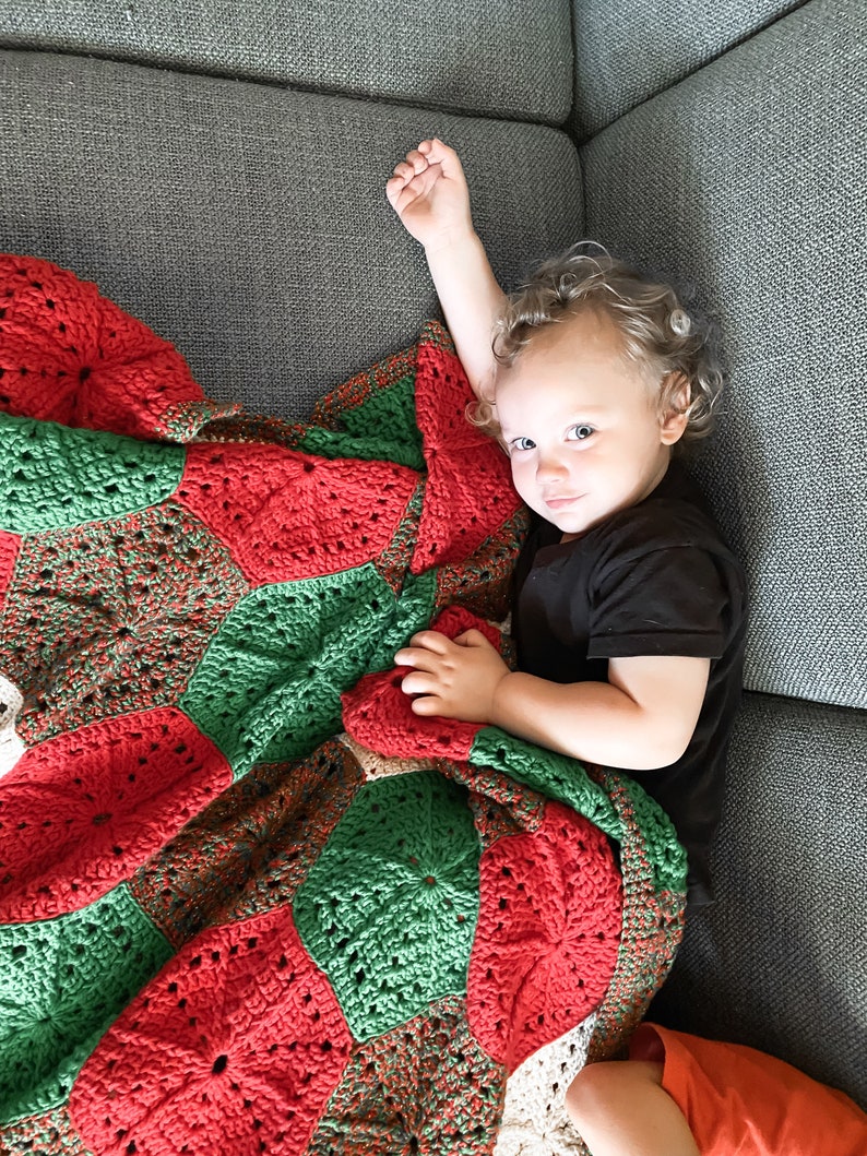 CROCHET HEXAGON PATTERN Crochet Christmas Hexagon Blanket, Crochet Hexi Patterns image 2