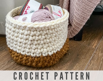 Crochet Basket Pattern - Single Crochet Basket - Easy Round Basket - Beginner Crochet Pattern