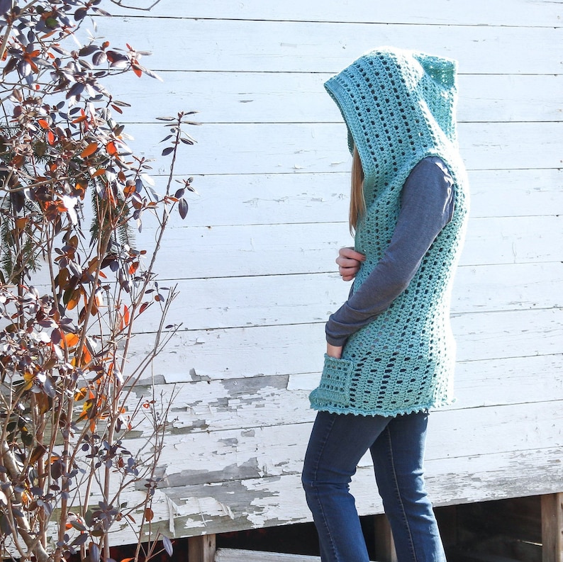 Crochet Hooded Vest Pattern: Easy Beginner PDF image 2