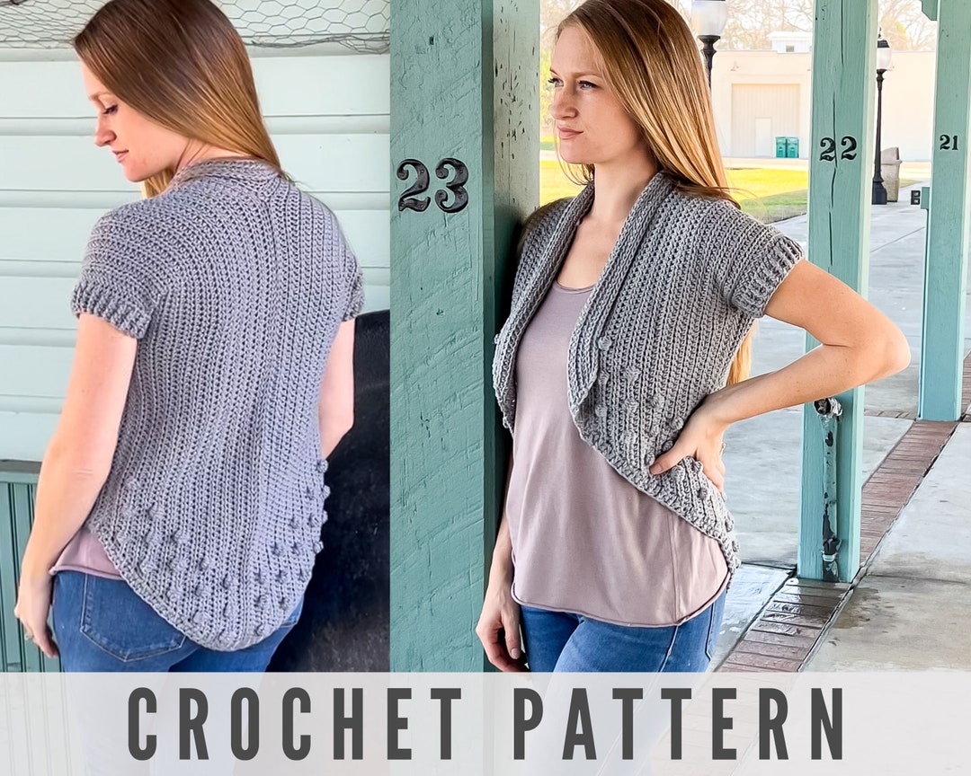 CROCHET PATTERN Short Sleeve Cardigan DK Weight Yarn Etsy