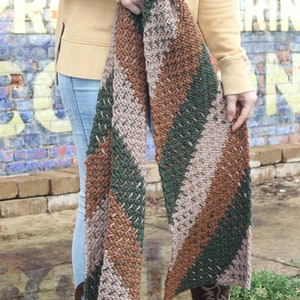 CROCHET PATTERN - Plaid Look Scarf, Flannel Crochet, Gingham Crochet Pattern