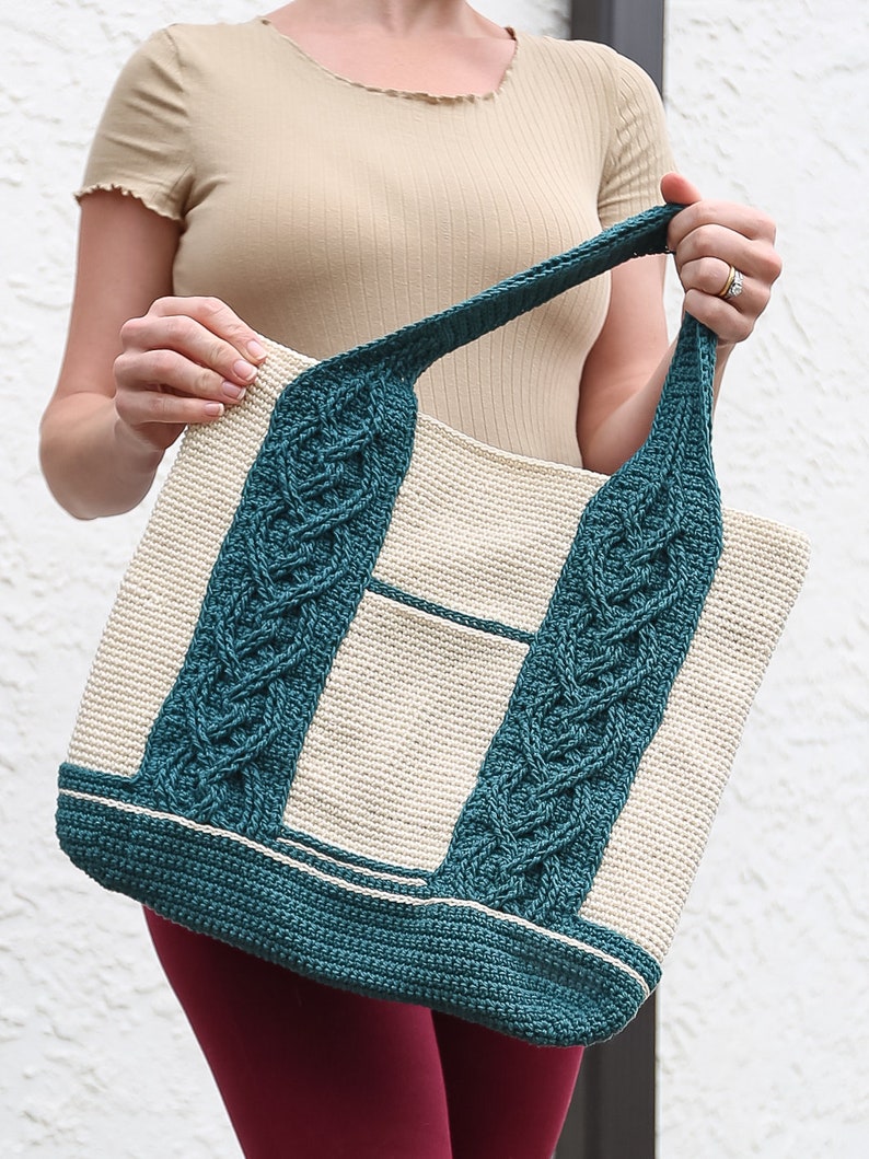 CROCHET PATTERN rochet Cables Tote Bag Pattern for Summer