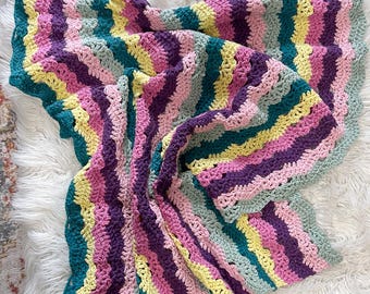 Crochet Baby Blanket Pattern: Striped Ripple Stitch Afghan (PDF Download)
