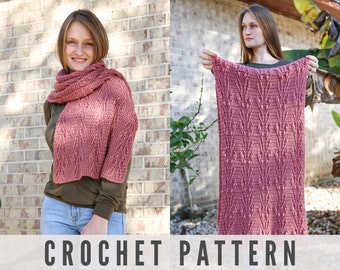 CROCHET PATTERN - Shawl Wrap with Cables