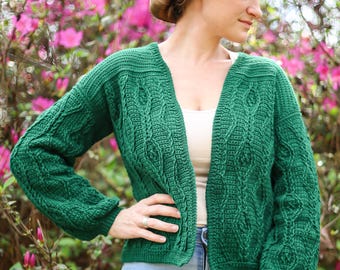 Cabled Crochet Cardigan Pattern – Slightly Oversized Knit-Look Sweater (PDF)