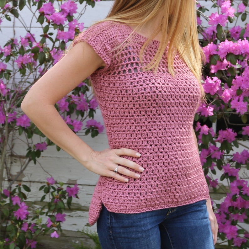 Crochet Pattern / Crochet Top / Crochet Tee Shirt / Crochet Diagram / Crochet Fashion / The Sadie Top /Crochet Fall Top image 3