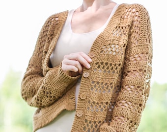 Open Stitch Crochet Cardigan Pattern – Lightweight, Slightly Oversized (Digital Download)