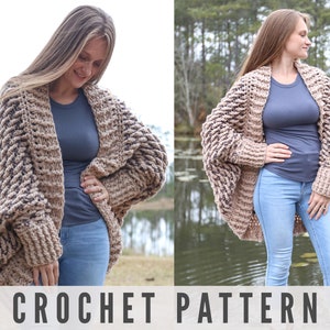 CROCHET PATTERN - Chunky Cocoon Cadigan - Cocoonigan Sweater