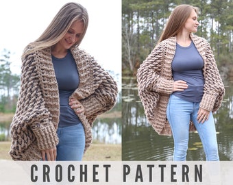 CROCHET PATTERN - Chunky Cocoon Cadigan - Cocoonigan Sweater