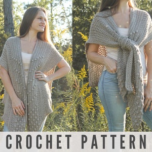 CROCHET PATTERN - Ruana Wrap Poncho Style with Unique Bobbles