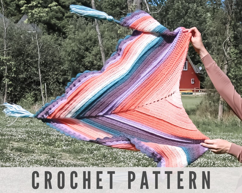 Crochet Wrap or Shawl or Triangle Scarf Pattern Beginner Friendly Crochet Pattern image 1