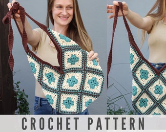 CROCHET PATTERN - Crochet Modern Granny Square Market Tote Bag