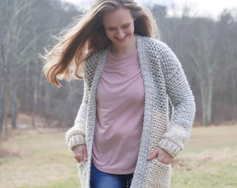 Bulky Crochet Cardigan Pattern with Pockets (PDF Pattern)