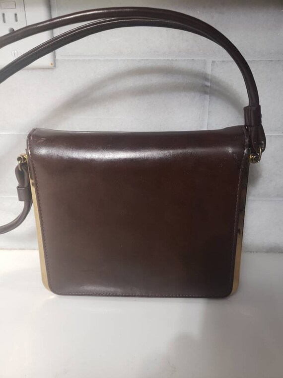 Vintage 1960s markay bag brown gold edge square m… - image 2