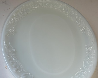 Vintage Westmoreland Milk Glass Oval Platter - 12" English Hobnail & Scroll Tray - Shabby Chic Wedding Decor - White Milk Glass Serving Dish