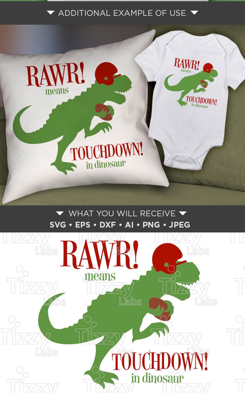 Que Veut Dire Rawr En Langage Dinosaure Dinosaure SVG-RAWR signifie Touchdown en dinosaure - Etsy France