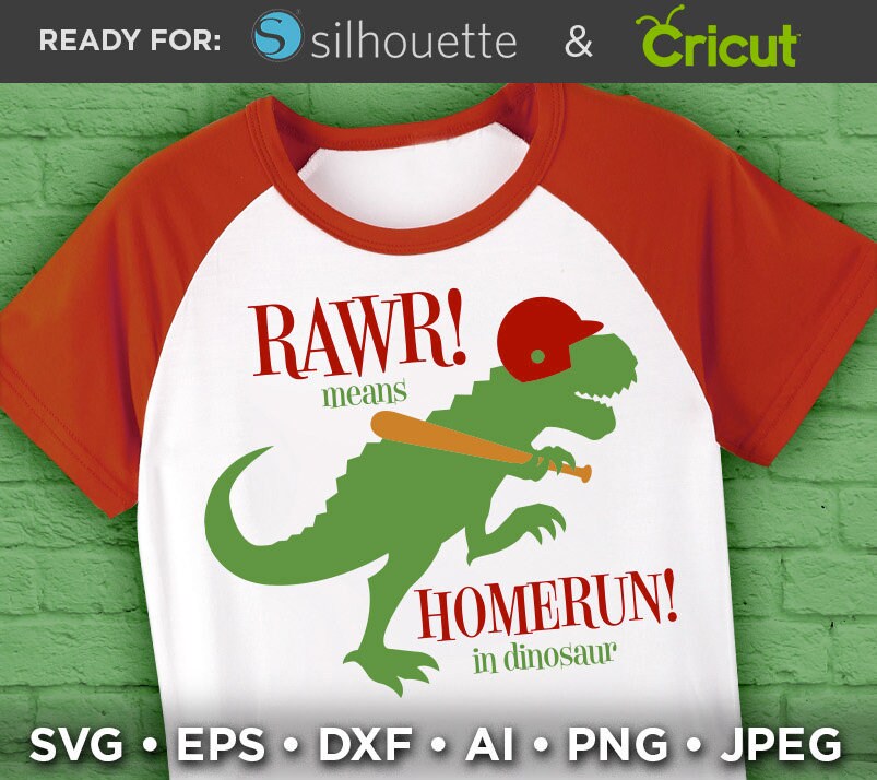 Dinosaur SVG RAWR Means Home Run in Dinosaur Svg Baseball 