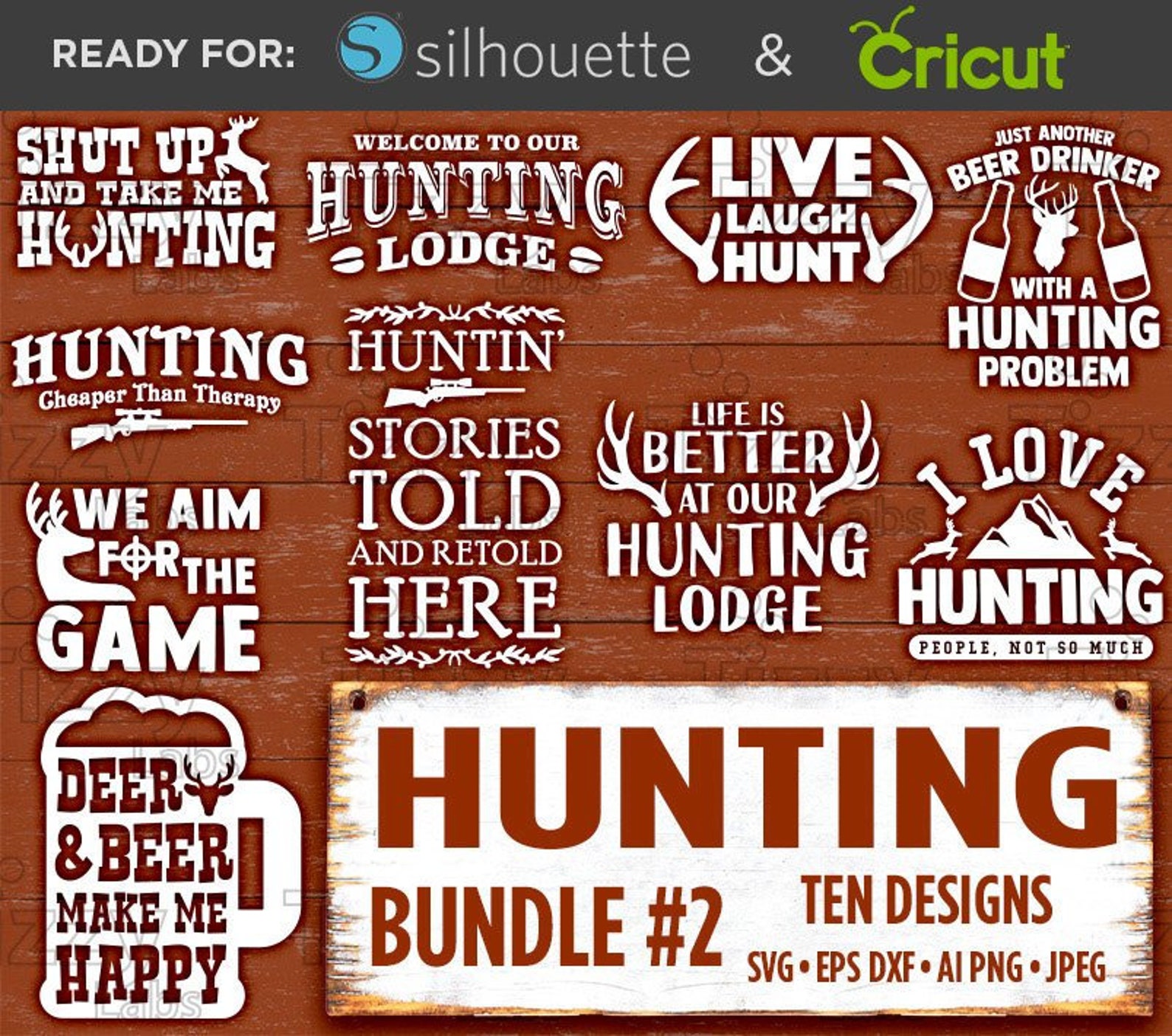 HUNTING Svg Bundle Set 2 HUNTING Signs Hunting Decor Svg Etsy