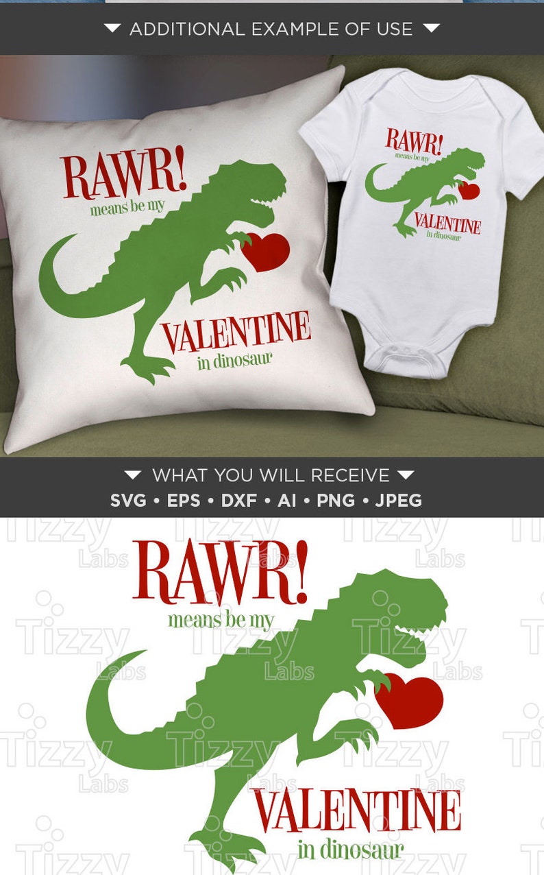 Download RAWR Means I Love You In Dinosaur Svg Valentines Dinosaur | Etsy
