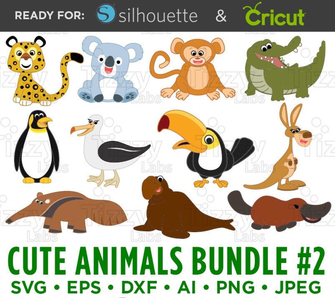 Cute Animals SVG Files Bundle Set Koala Bear Svg Monkey Svg Crocodile ...