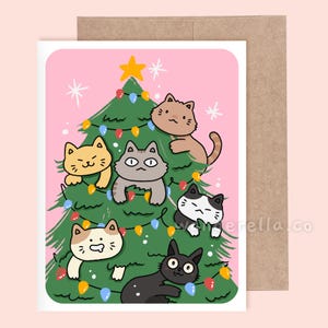 Cat Tree Holiday Card | Blank Card | Card w/Envelope | Funny Holiday Card | Holiday Greeting Card | Cat Greeting Card | Illustrated Card