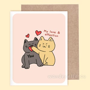 Tarjeta del día de San Valentín, lindo meme de gato, feliz día de San Valentín, para esposo, esposa, tarjeta de Galentine, lindo San Valentín, divertida tarjeta de San Valentín