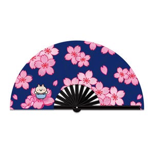 Sakura Handfächer für Festivals, Raves Japanischer Anime Handfächer | Bambus Klappfächer Kawaii Handfächer | Großer Klackfächer | Kirschblüten Fächer