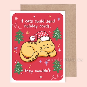 Cartão de Natal para gatos | Cartão em branco | Cartão com envelope | Cartão de Natal engraçado | Cartão de felicitações para o Natal | Cartão de felicitações para gatos | Cartão ilustrado