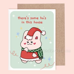 Cartão de Natal There's Some Ho's In This House | Cartão em branco | Cartão com envelope | Cartão de Natal engraçado | Cartão de felicitações de Natal | Cartão ilustrado