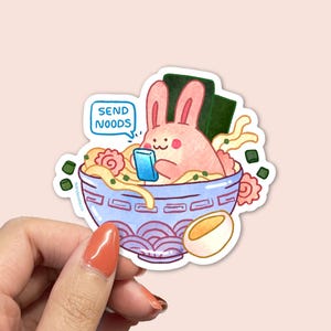 Send Noods Sticker | Cute Vinyl Decal for Laptop & Water Bottle | Waterproof, Weatherproof and Dishwasher Safe | Bunny Sticker | Fun Sticker