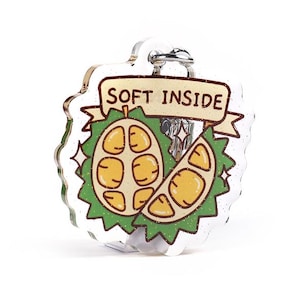 Soft inside keychain, Cute Durian Acrylic charm, Durian Glitter Charm, Durian lover gift, Softie keychain, Asian food lover gift, Durian art