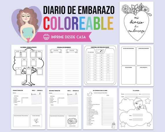 Diario De Embarazo Digital Para Colorear 