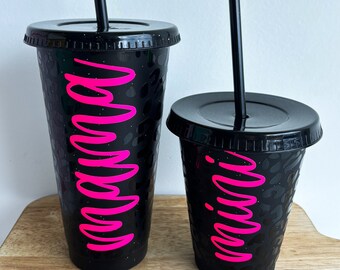 Mama Iced Coffee Cup | Black Leopard Mama Mini Venti Cold Cup | Mama Mini Cup | Cool Mom Club Gift | Mother's Day | Coffee | Gifts | Kids