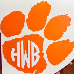 Paw Monogram Decal | Football Paw Monogram Sticker | Tiger Paw Decal | Football Team Sticker | Gift for him | Cooler Gift | Father&#39;s Day
