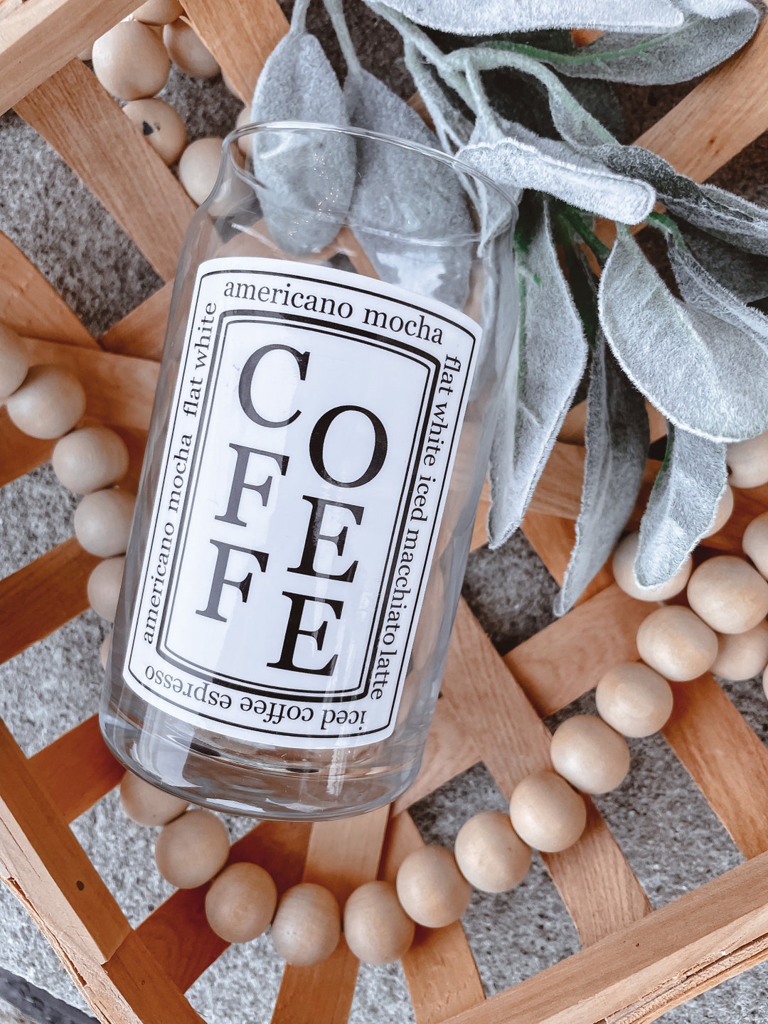 Iced Coffee Aesthetic Glass Can | Bamboo Lid | Cute Glass Coffee Cup ...