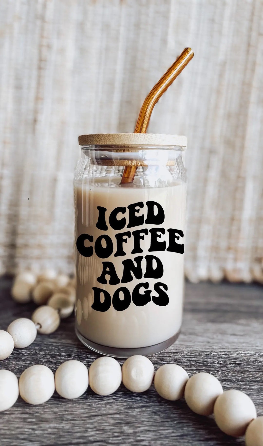Iced Coffee and Dogs Can Glass Aesthetic Glass Iced Coffee Etsy