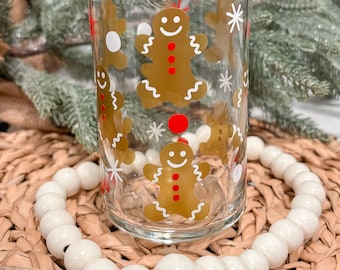 Christmas Gingerbread Iced Coffee Glass, Christmas Cookie Snack, Gifts, Aesthetic Gift, Beer Glass Can, Secret Santa, Merry Xmas, Trendy Cup