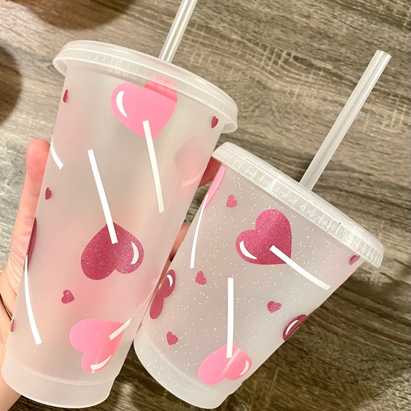 Clear Valentine’s Candy Heart Lollipop Mama Mini Venti Cold Cup | Mama Mini Cup | Mom Gift | Mother's Day Cup | Coffee Cup | Iced Coffee Cup
