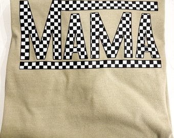 Checkered Mama Tee | Comfort Colors | Mama Shirt | Mom Tee | Racetrack Tee | Trendy Shirt | Checkerboard Shirt | Skateboard | Gifts for Her