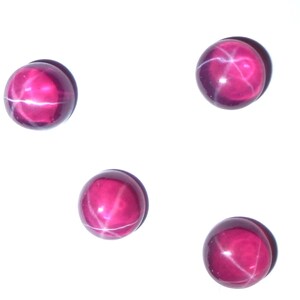 Lab-Created Star Ruby Cabochon, 8mm Round, 6-Rayed Transparent Gemstone (1 to 12 pcs)