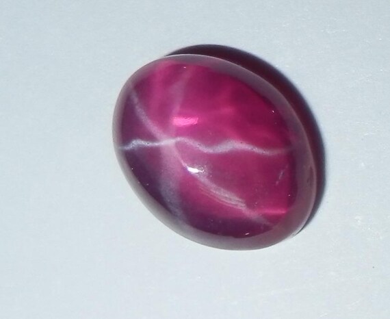 Lab-Created Synthetic Ruby Star Oval Cabochon Gemstone | Vibrant Red Color