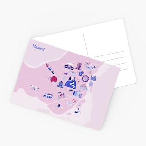 Carte postale de Montréal, Carte illustrée de Montréal, Souvenir de Montréal, Illustration de Montréal, Souvenir du Québec