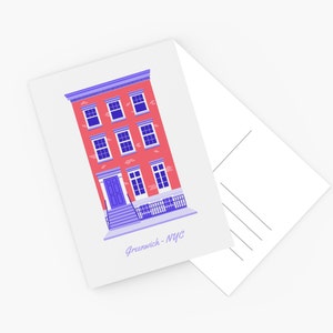 Carte postale, Greenwich Village, New-York City (USA), Souvenir de voyage, Illustration, Architecture, Postcard of NYC
