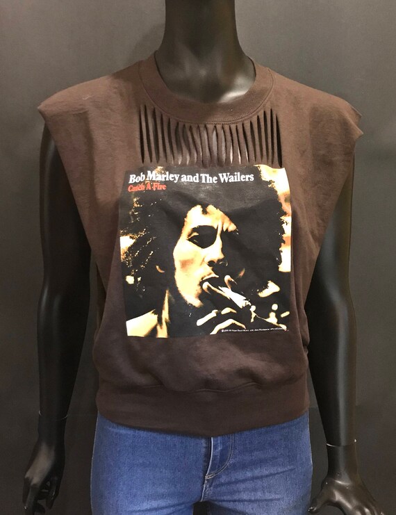 Bob Marley Catch A Fire Deconstructed T Shirt By Cedella Etsy