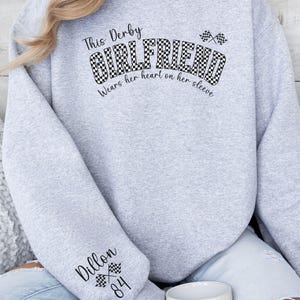 Personalized Demo Derby Girlfriend Sweatshirt: Demolition Derby Custom Sleeve Name and Number