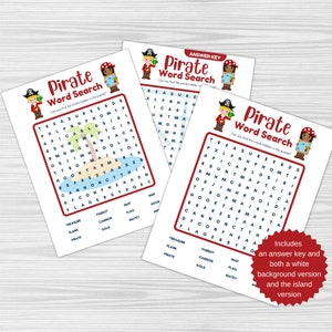 Printable Pirate Word Search, Pirate Printable Instant Download, Pirate Party Game Activity Printable, Word Search Pirate Printable,