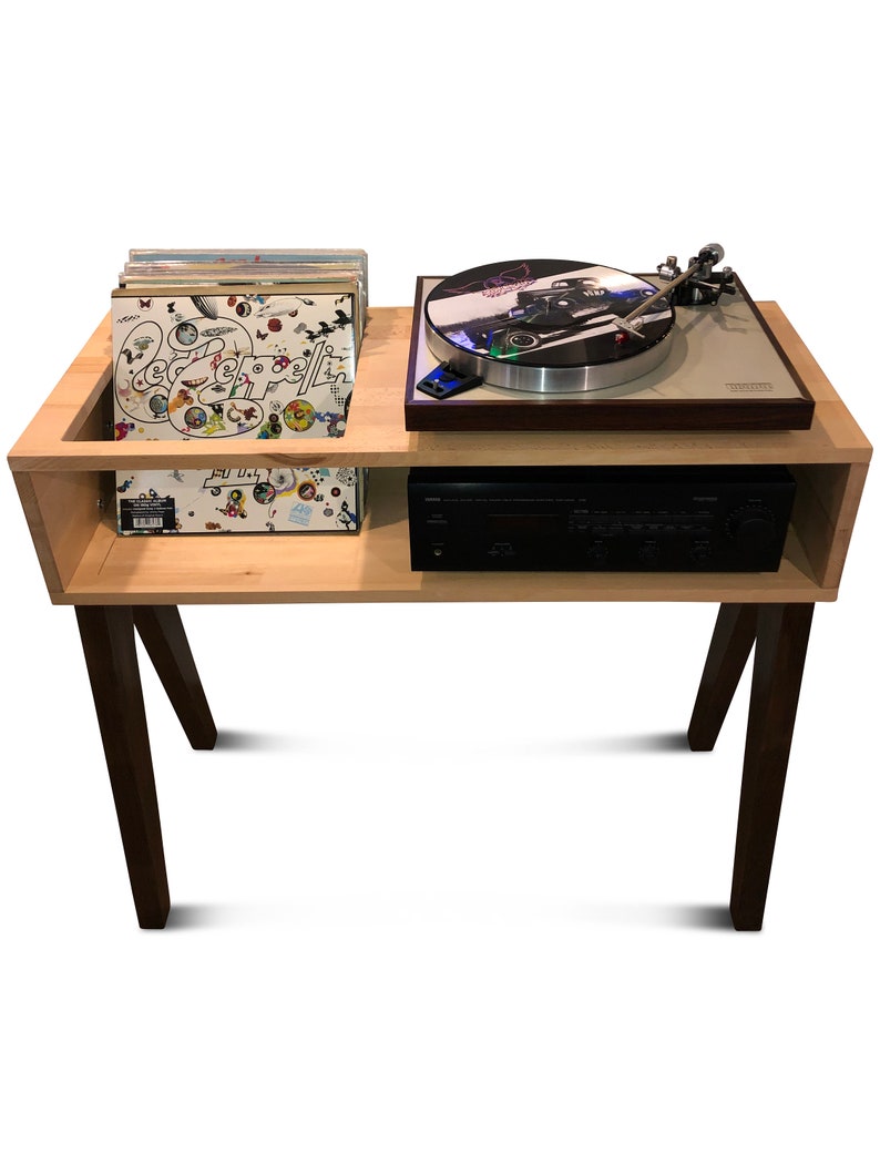 Supporto Per Vinili In Legno BS-VOG - Organizer Per 50 Dischi, Con Scanalature Antiscivolo, Design Elegante