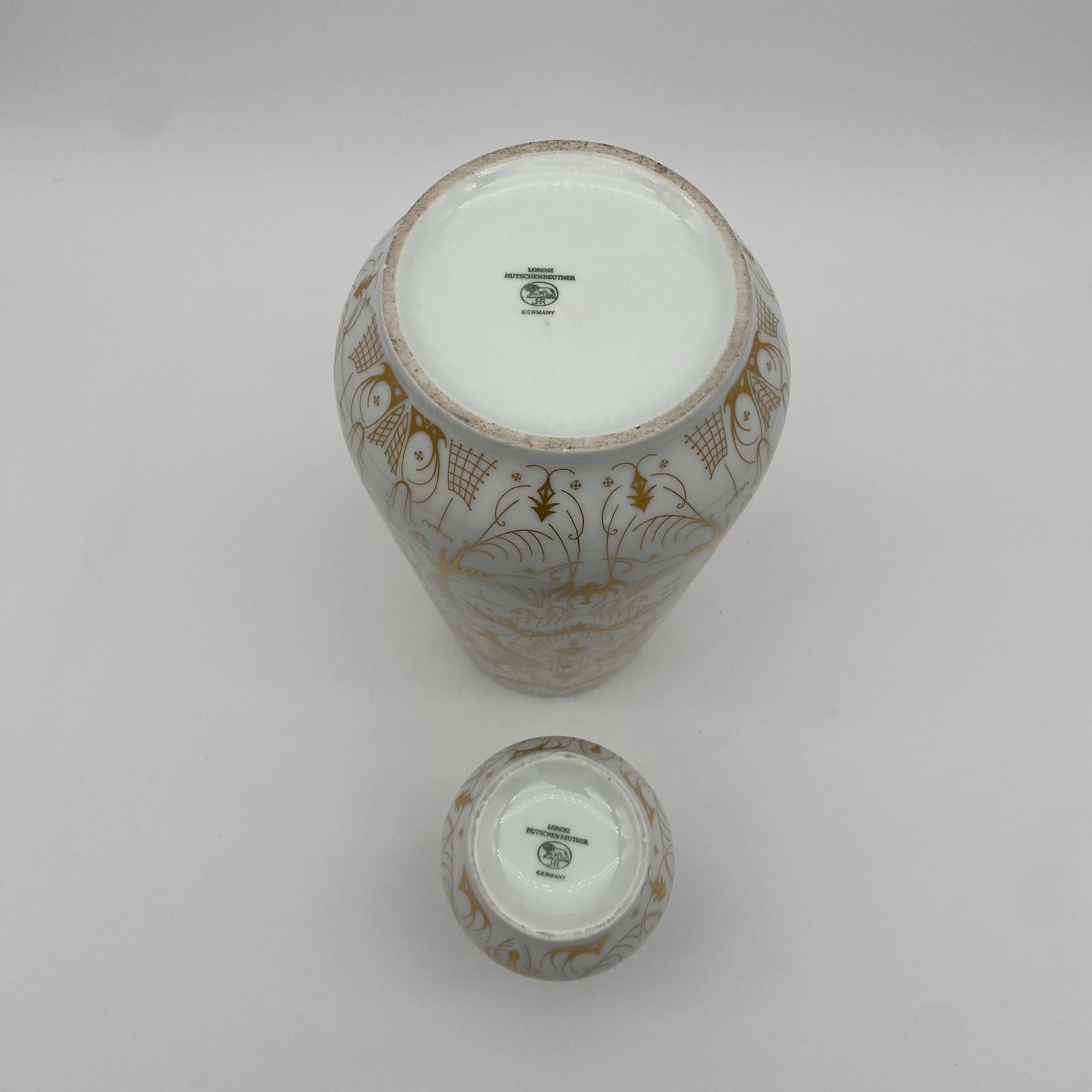 XL フッチェンロイター 光沢磁器花瓶 デュオ 27 cm +15 cm 70年代