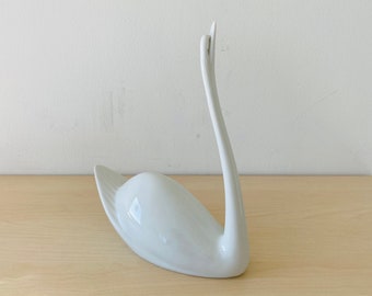 Vintage porcelain swan, ring holder, white swan