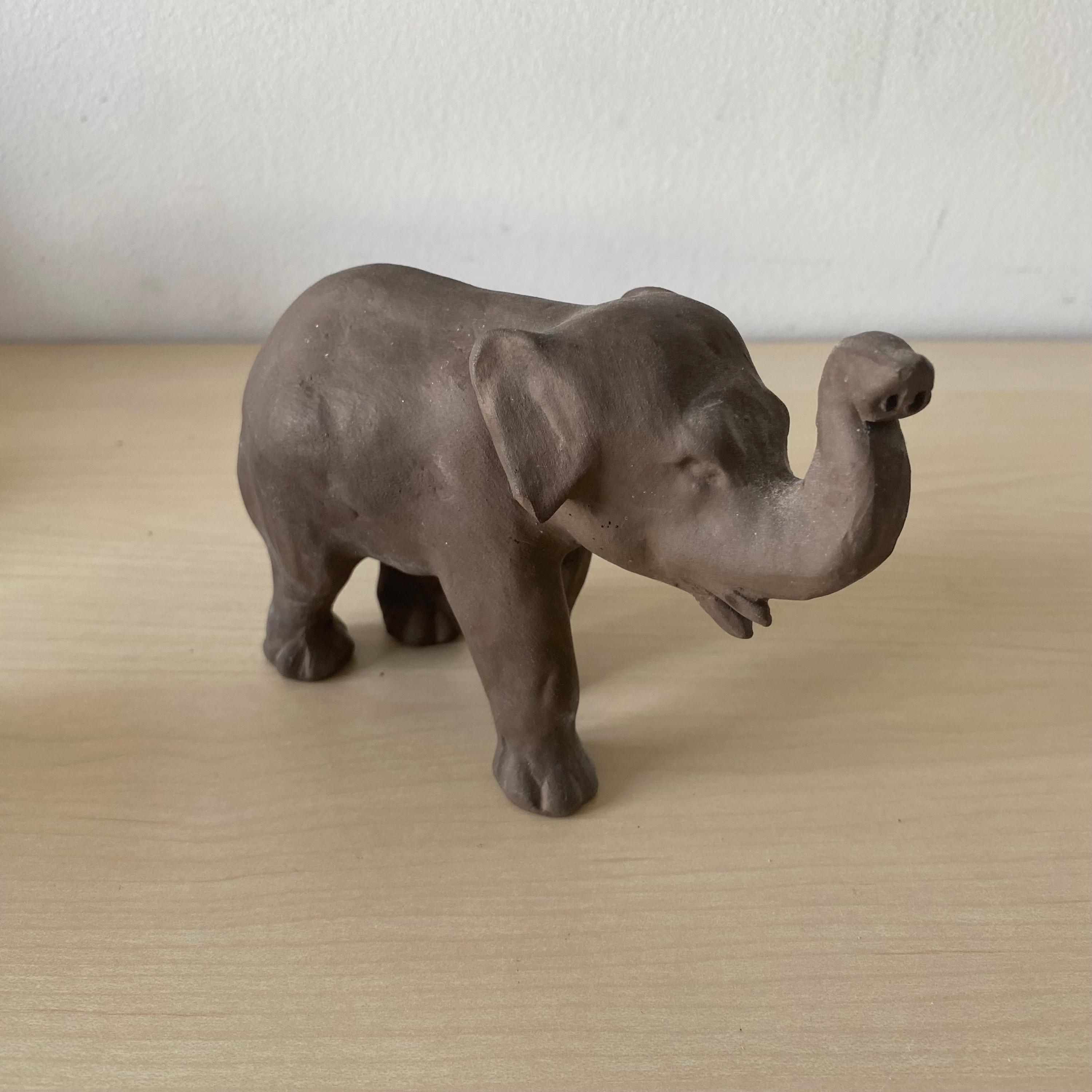 Ceramic elephant, ceramic elephant, brown, vintage elephant